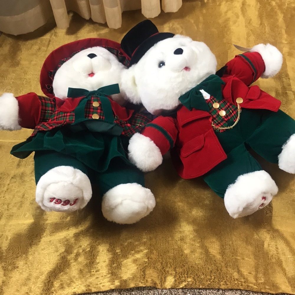 VTG Home Pair Christmas Kmart The Colección 1993 150 Th Aniversario Teddy Bears
